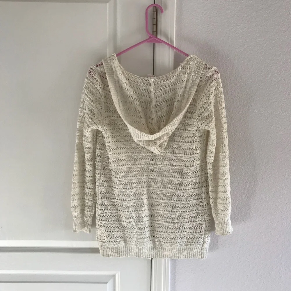 Adorable Cream Hooded Cardigan Sweater